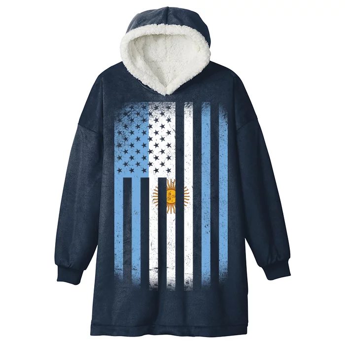 Vintage Argentina Flag Hooded Wearable Blanket