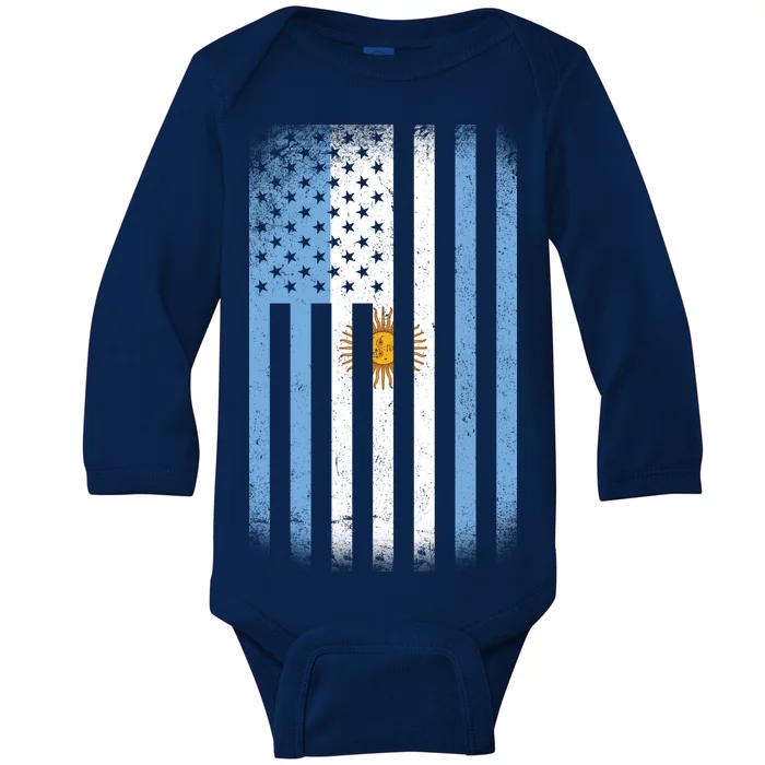 Vintage Argentina Flag Baby Long Sleeve Bodysuit