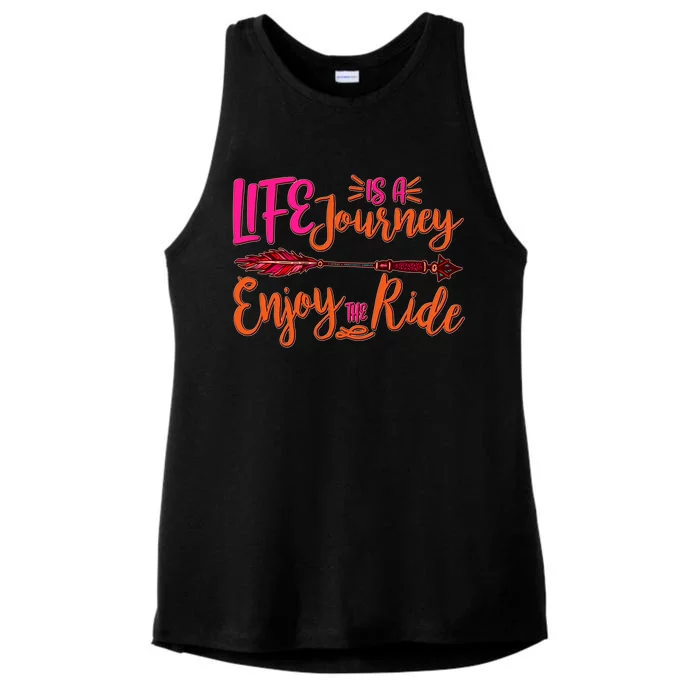 Vintage Arrow Life Is A Journey Enjoy The Ride Ladies Tri-Blend Wicking Tank