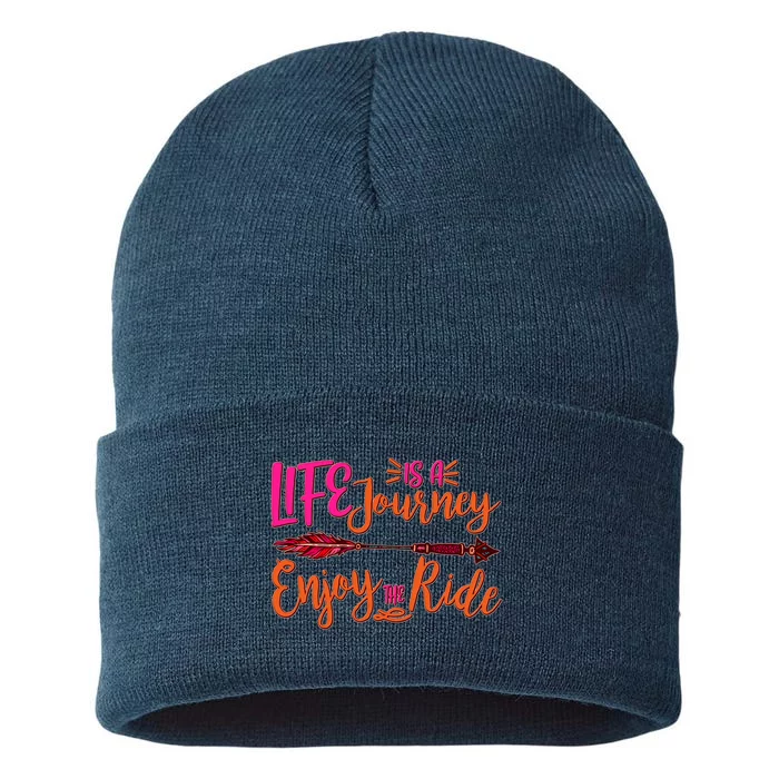 Vintage Arrow Life Is A Journey Enjoy The Ride Sustainable Knit Beanie