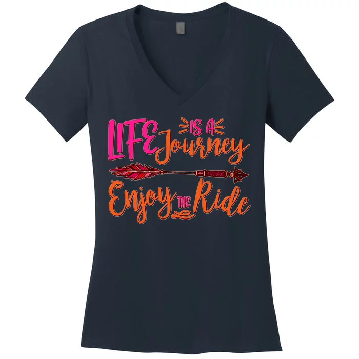 Vintage Arrow Life Is A Journey Enjoy The Ride Women's V-Neck T-Shirt