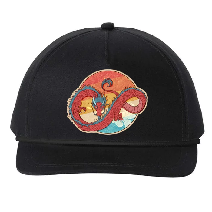 Vintage Asian Dragon Emblem Snapback Five-Panel Rope Hat