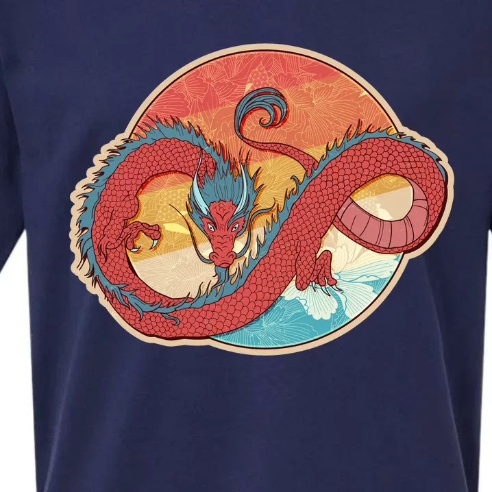 Vintage Asian Dragon Emblem Sueded Cloud Jersey T-Shirt