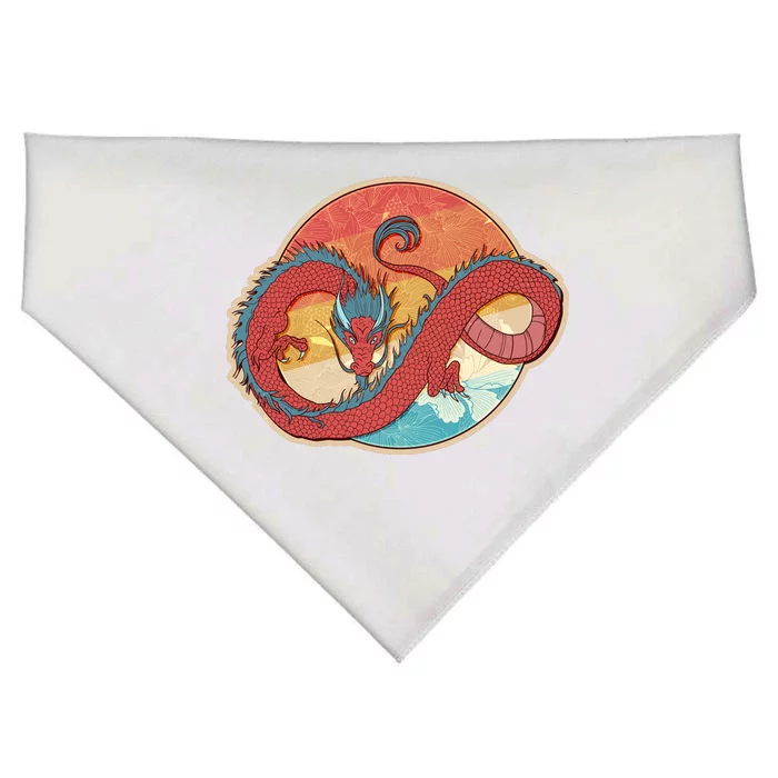 Vintage Asian Dragon Emblem USA-Made Doggie Bandana