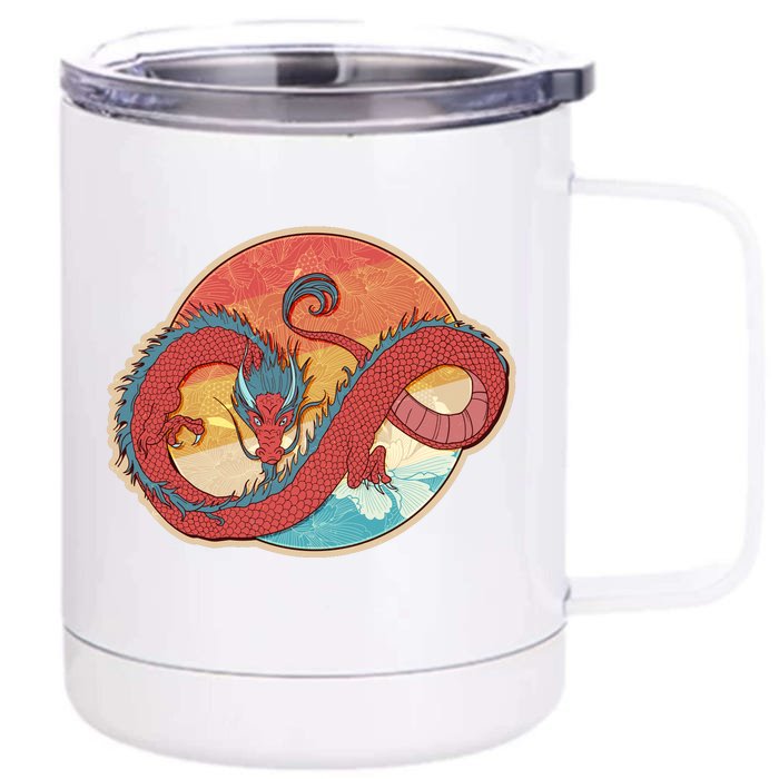 Vintage Asian Dragon Emblem Front & Back 12oz Stainless Steel Tumbler Cup