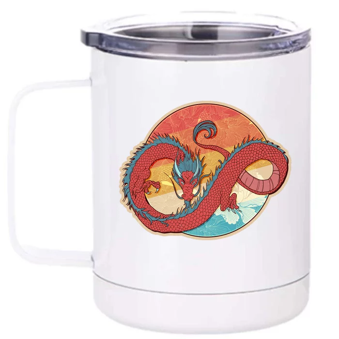 Vintage Asian Dragon Emblem Front & Back 12oz Stainless Steel Tumbler Cup