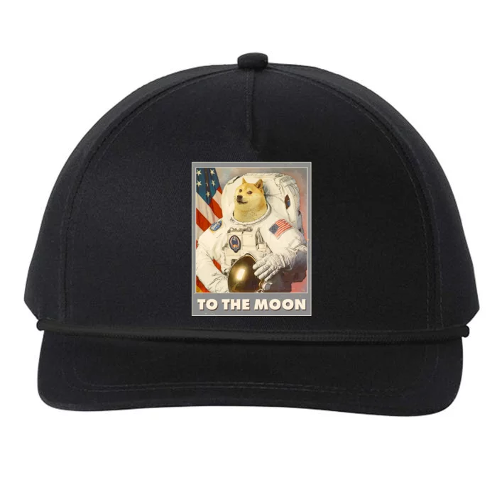 Vintage Astronaut Doge To The Moon Meme Snapback Five-Panel Rope Hat