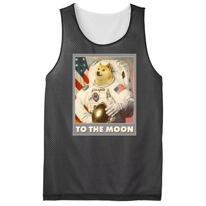 Vintage Astronaut Doge To The Moon Meme Mesh Reversible Basketball Jersey Tank