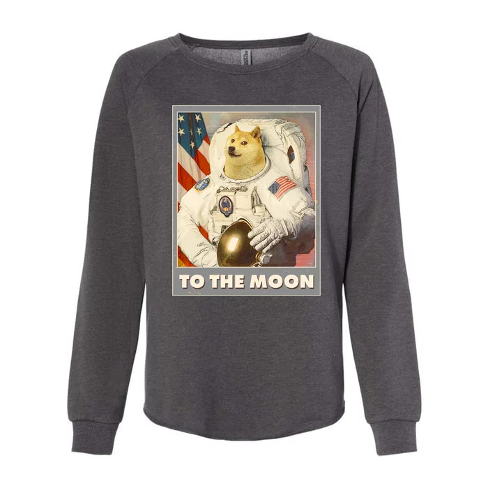 Vintage Astronaut Doge To The Moon Meme Womens California Wash Sweatshirt