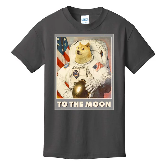 Vintage Astronaut Doge To The Moon Meme Kids T-Shirt