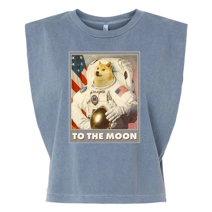 Vintage Astronaut Doge To The Moon Meme Garment-Dyed Women's Muscle Tee