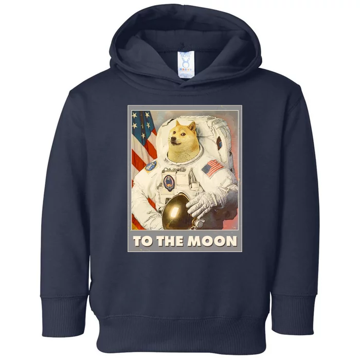 Vintage Astronaut Doge To The Moon Meme Toddler Hoodie