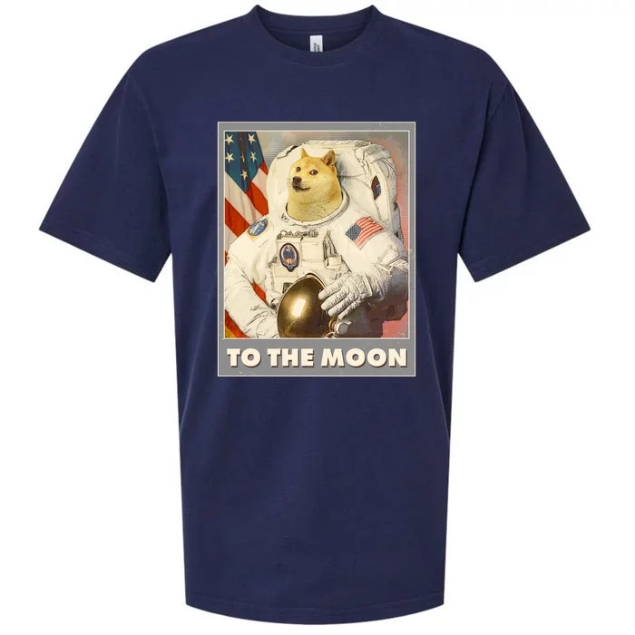 Vintage Astronaut Doge To The Moon Meme Sueded Cloud Jersey T-Shirt