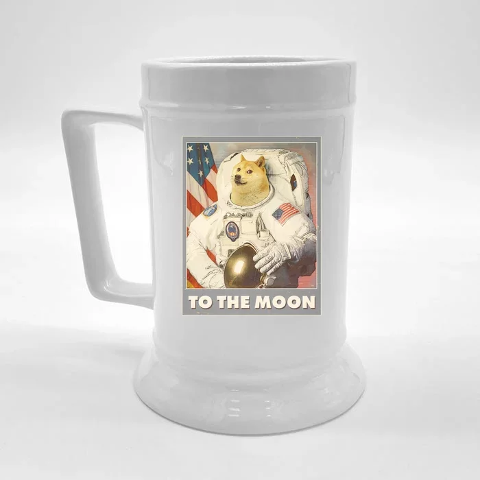 Vintage Astronaut Doge To The Moon Meme Front & Back Beer Stein