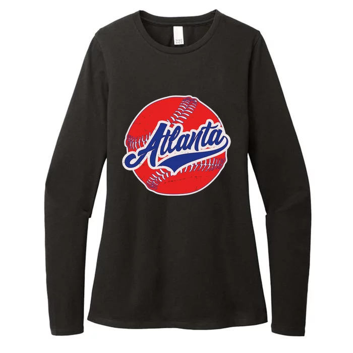 Vintage Atlanta Baseball Sports Logo Womens CVC Long Sleeve Shirt