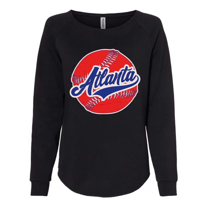 Vintage Atlanta Baseball Sports Logo Womens California Wash Sweatshirt