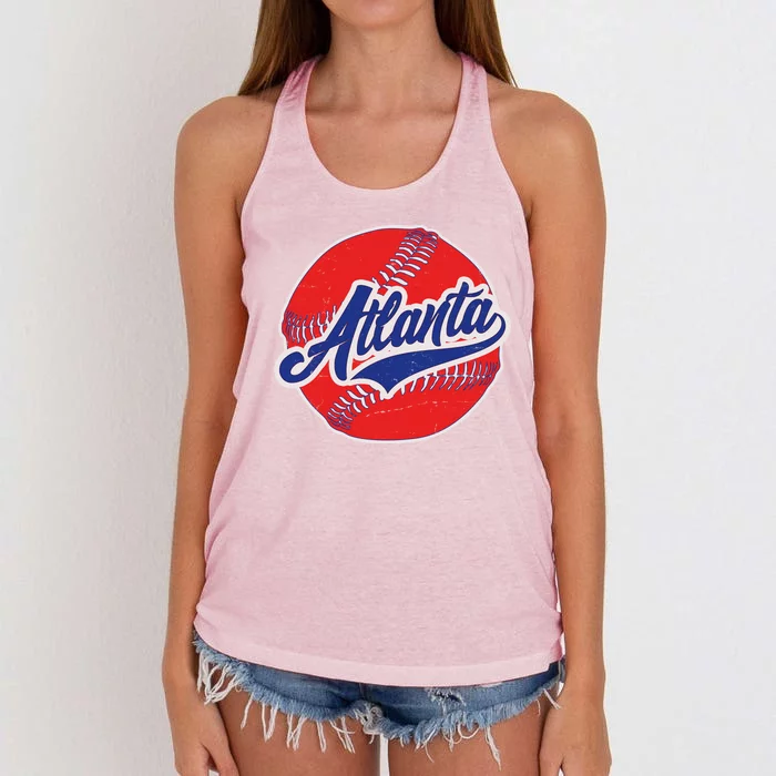 Vintage Atlanta Baseball Sports Logo Women's Knotted Racerback Tank