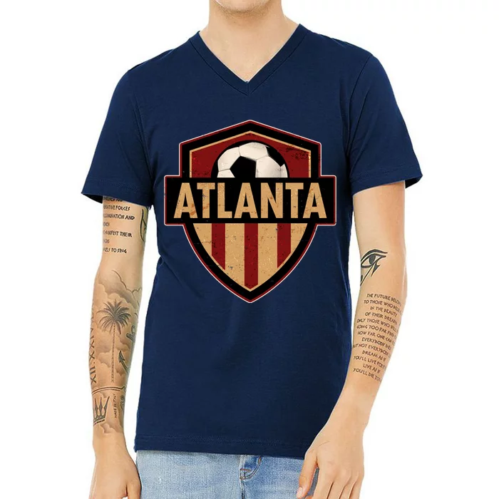 Vintage Atlanta GA USA Soccer Shield Logo V-Neck T-Shirt