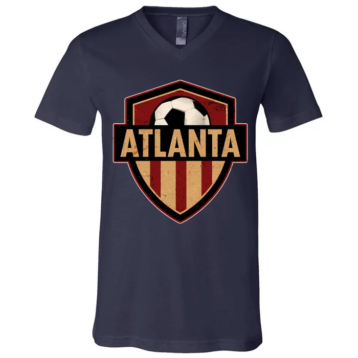 Vintage Atlanta GA USA Soccer Shield Logo V-Neck T-Shirt