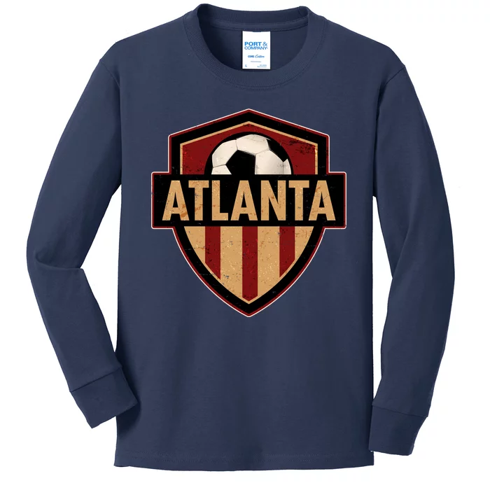 Vintage Atlanta GA USA Soccer Shield Logo Kids Long Sleeve Shirt