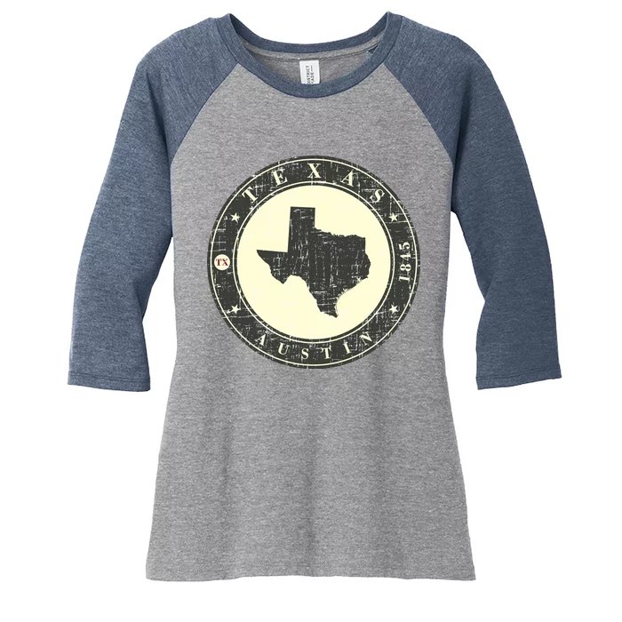 Vintage Austin Texas Logo Women's Tri-Blend 3/4-Sleeve Raglan Shirt