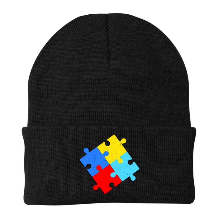 Vintage Autism Puzzle Knit Cap Winter Beanie