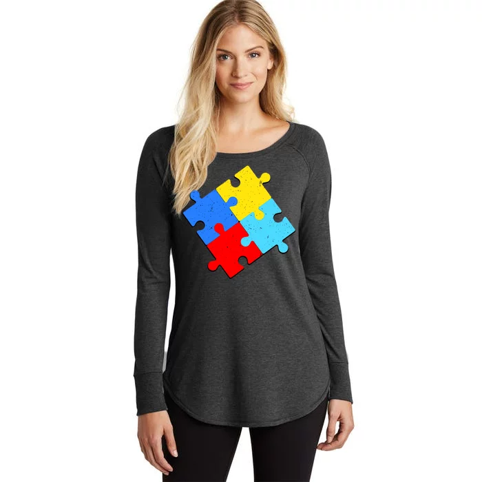 Vintage Autism Puzzle Women's Perfect Tri Tunic Long Sleeve Shirt