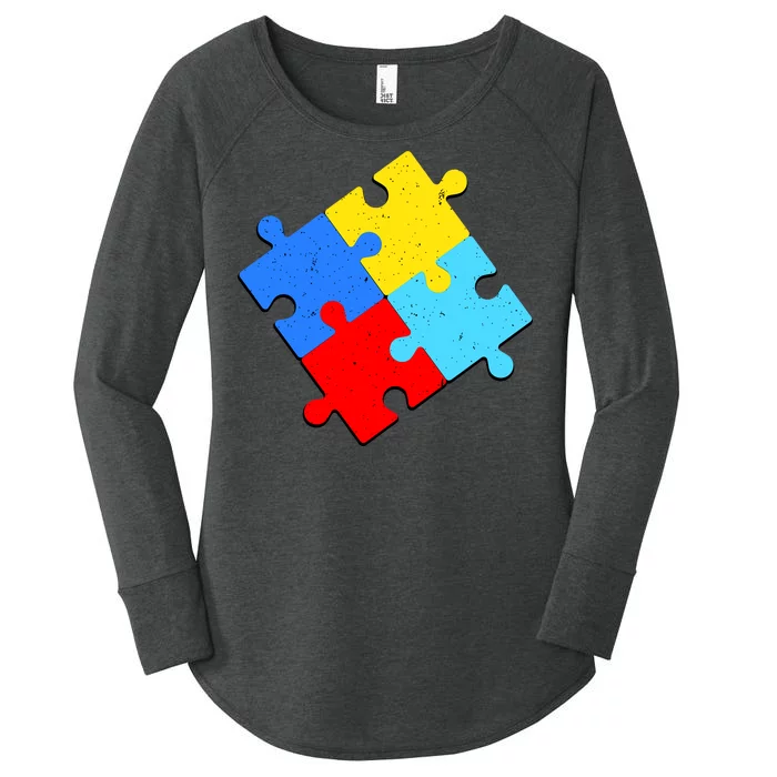 Vintage Autism Puzzle Women's Perfect Tri Tunic Long Sleeve Shirt