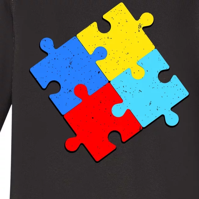 Vintage Autism Puzzle Baby Long Sleeve Bodysuit