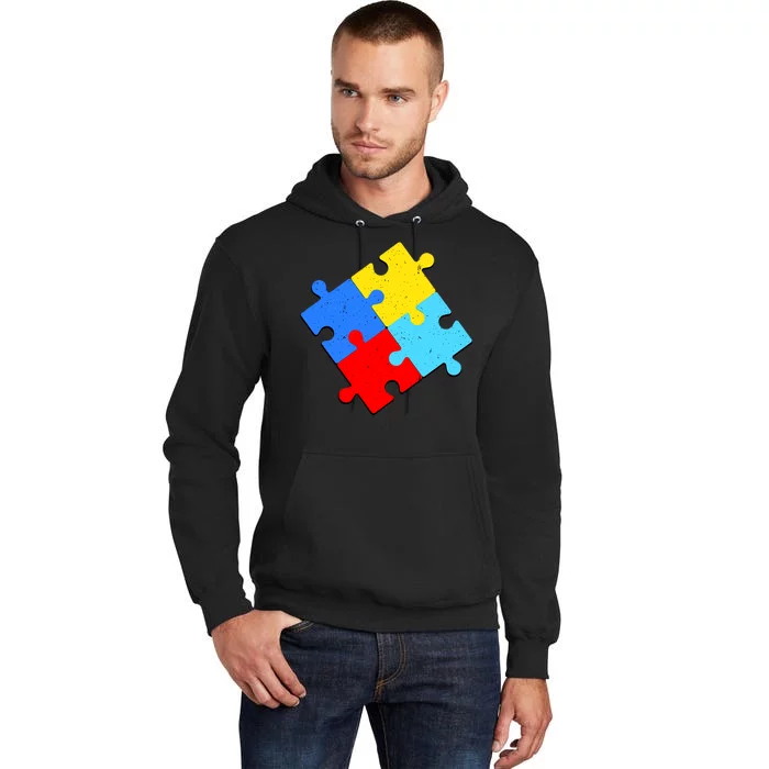 Vintage Autism Puzzle Tall Hoodie