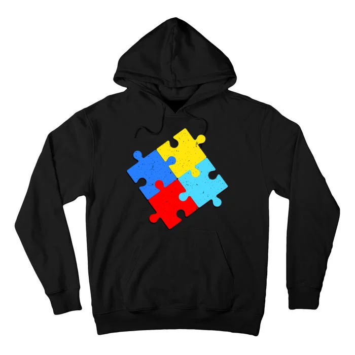 Vintage Autism Puzzle Tall Hoodie