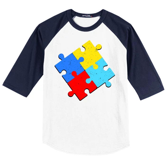 Vintage Autism Puzzle Baseball Sleeve Shirt