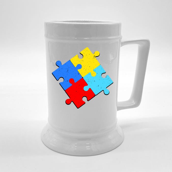 Vintage Autism Puzzle Front & Back Beer Stein