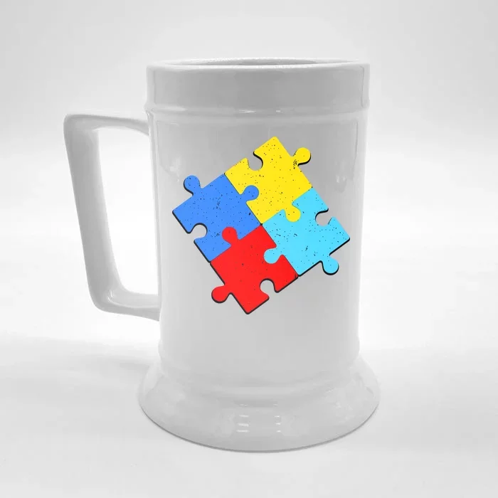 Vintage Autism Puzzle Front & Back Beer Stein