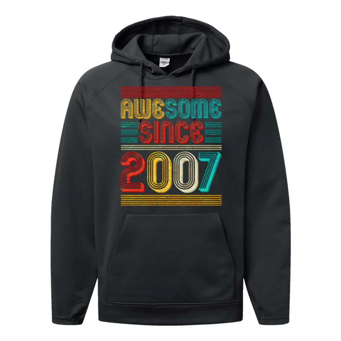 Vintage Awesome Since 2007 Happy 12th Birthday Performance Fleece Hoodie