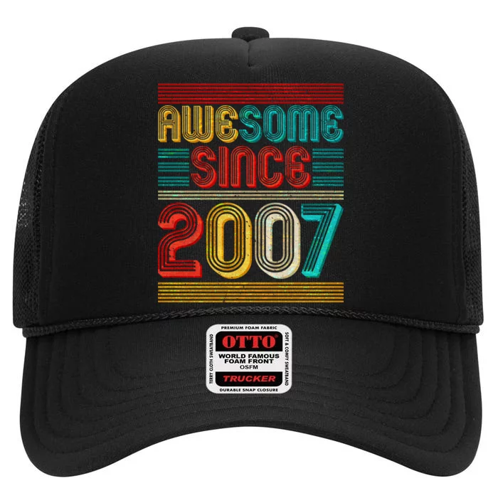 Vintage Awesome Since 2007 Happy 12th Birthday High Crown Mesh Trucker Hat