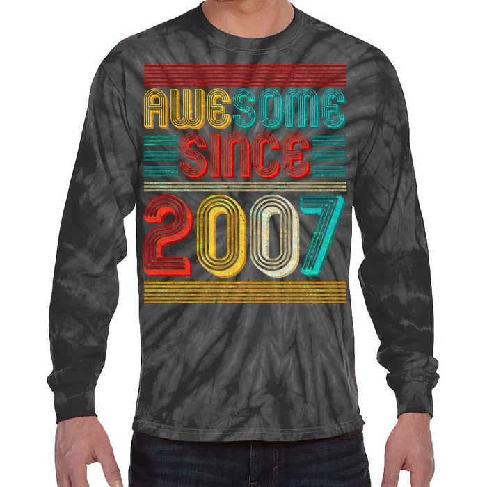 Vintage Awesome Since 2007 Happy 12th Birthday Tie-Dye Long Sleeve Shirt