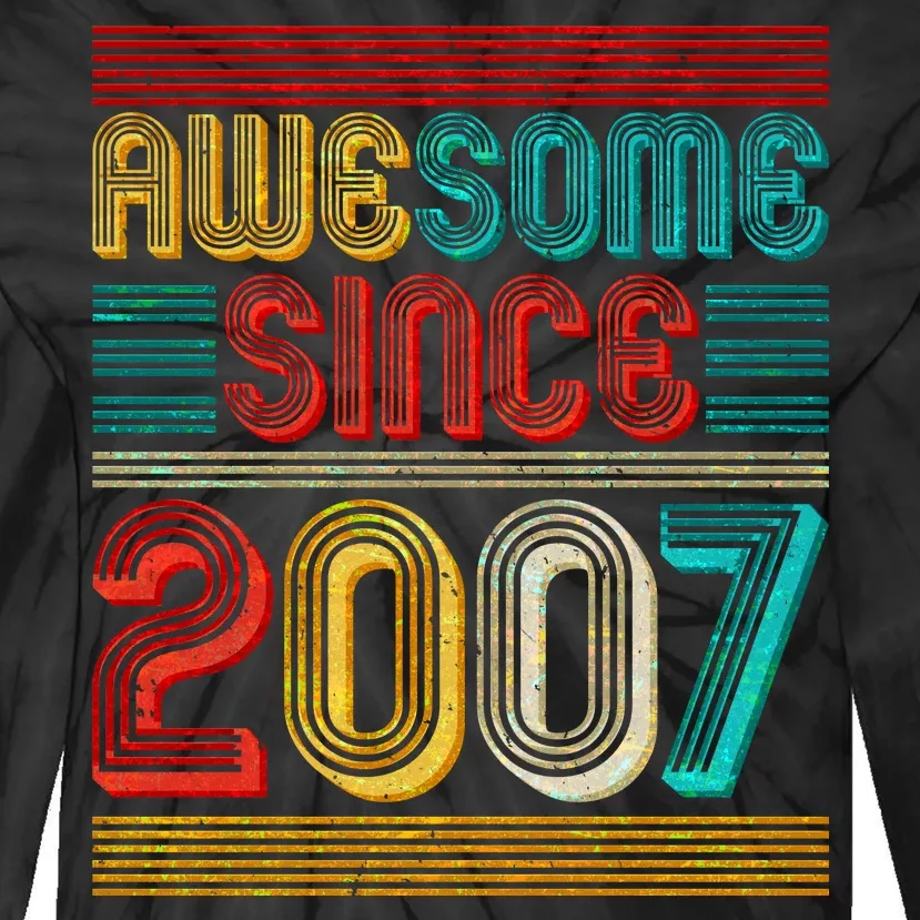 Vintage Awesome Since 2007 Happy 12th Birthday Tie-Dye Long Sleeve Shirt