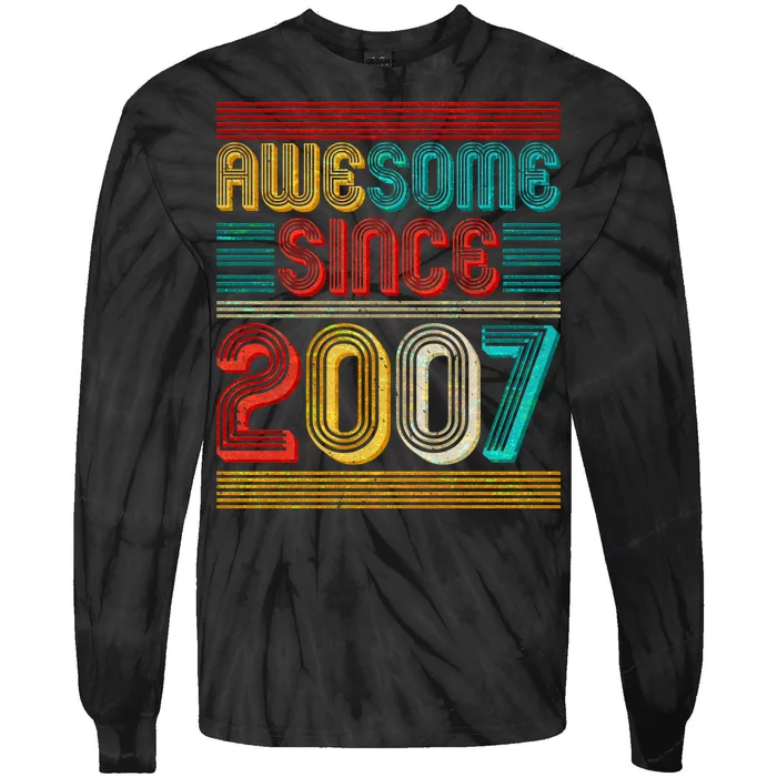 Vintage Awesome Since 2007 Happy 12th Birthday Tie-Dye Long Sleeve Shirt