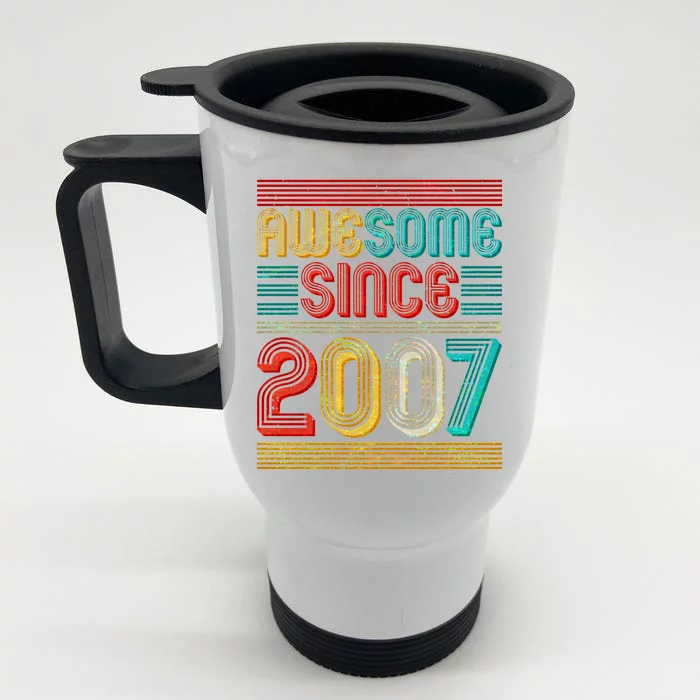 Vintage Awesome Since 2007 Happy 12th Birthday Front & Back Stainless Steel Travel Mug