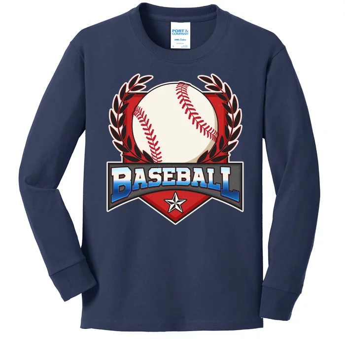 Vintage Baseball Fan Logo Kids Long Sleeve Shirt