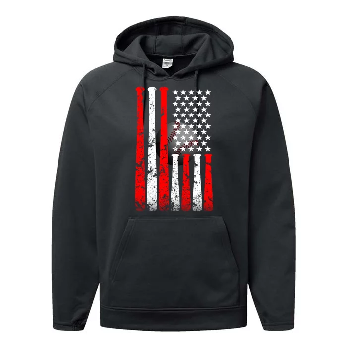 Vintage Baseball Flag Performance Fleece Hoodie