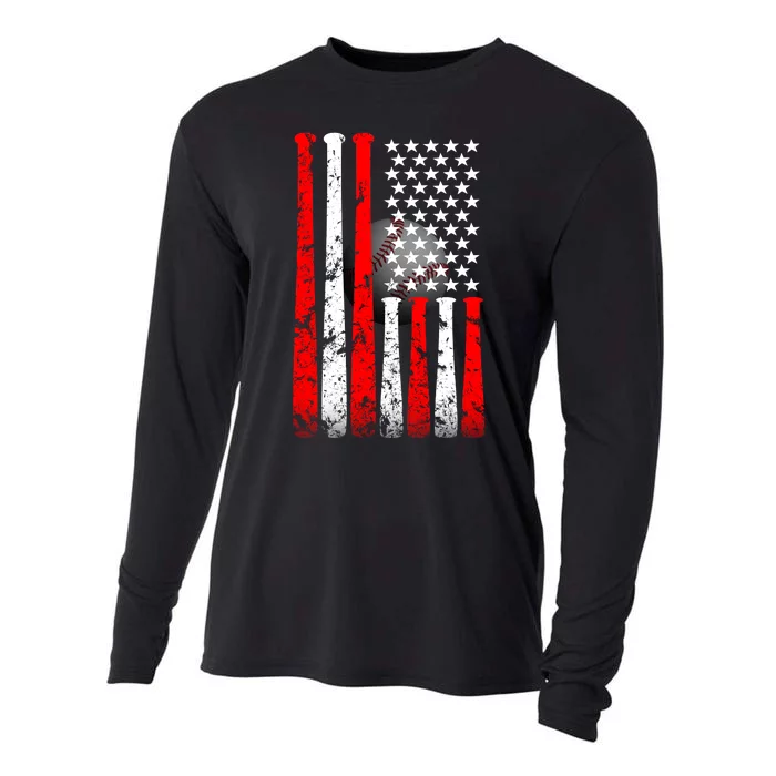 Vintage Baseball Flag Cooling Performance Long Sleeve Crew