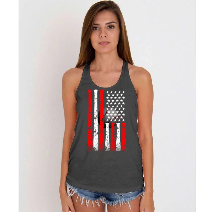 Vintage Baseball Flag Women's Knotted Racerback Tank