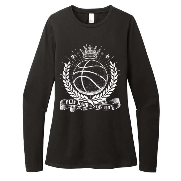 Vintage Basketball Stay True Play Hard Womens CVC Long Sleeve Shirt