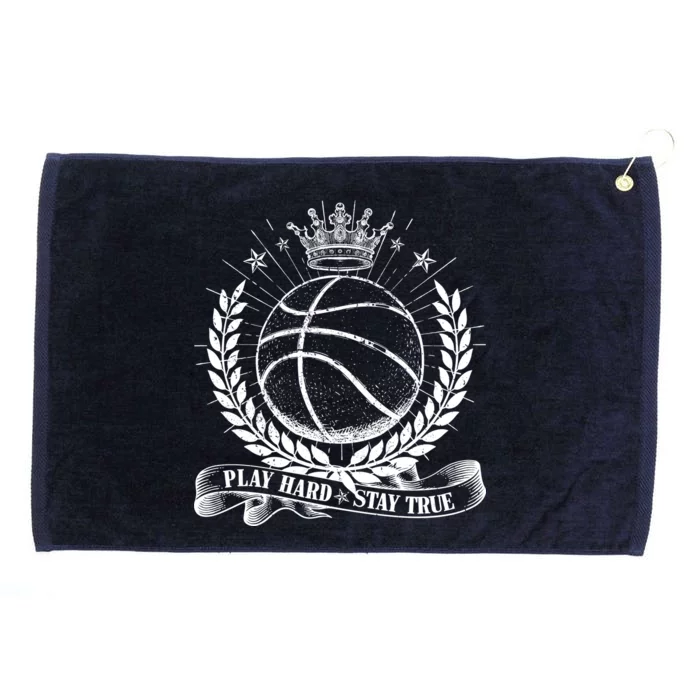 Vintage Basketball Stay True Play Hard Grommeted Golf Towel