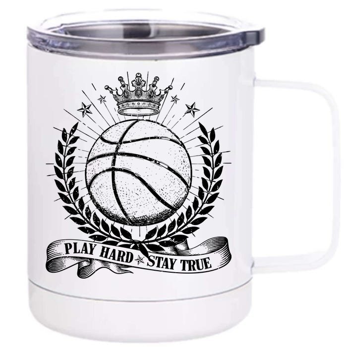 Vintage Basketball Stay True Play Hard Front & Back 12oz Stainless Steel Tumbler Cup