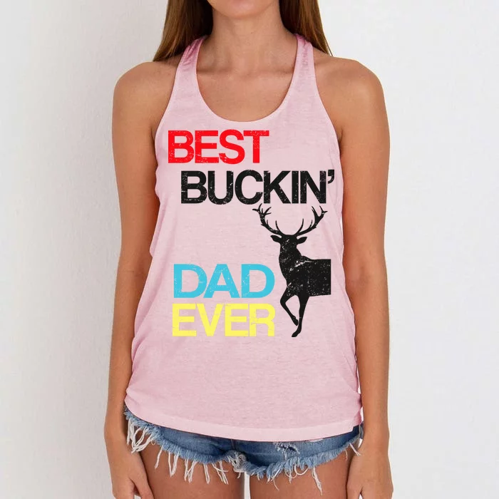 Vintage Best Buckin Dad Hunting Women's Knotted Racerback Tank