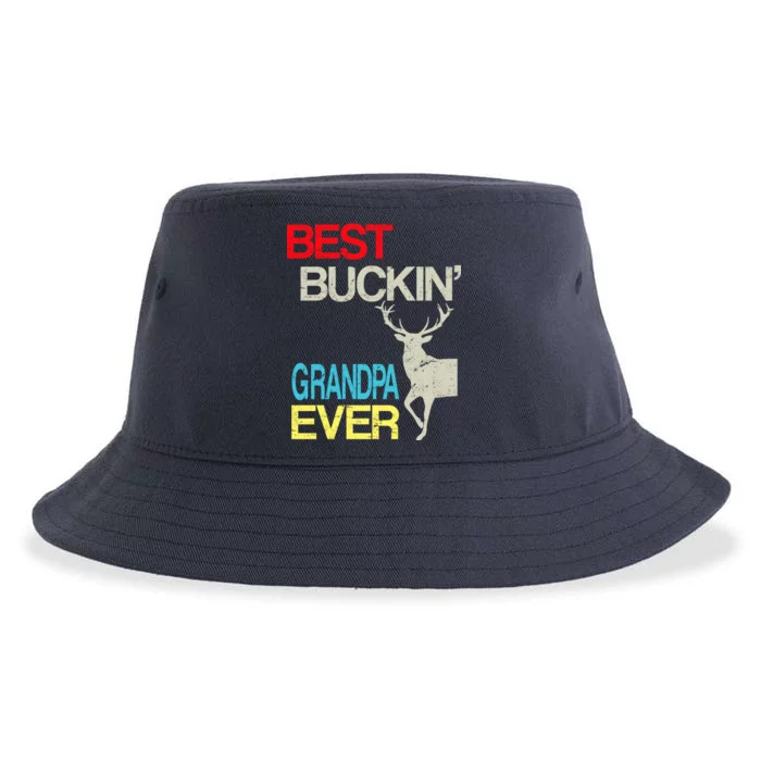 Vintage Best Buckin Grandpa Hunting Sustainable Bucket Hat