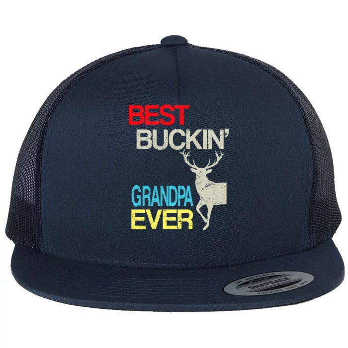 Vintage Best Buckin Grandpa Hunting Flat Bill Trucker Hat